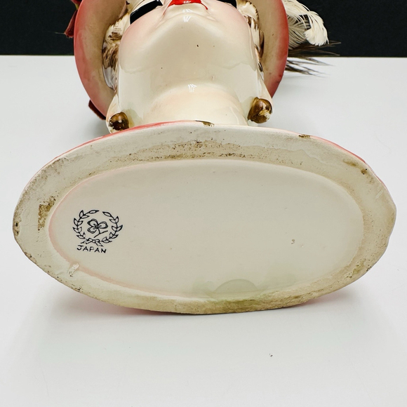 Vintage Nippon Yoko Boeki Lady 7” Head Vase Blond Floral Feather Top Ceramic - Picture 13 of 15